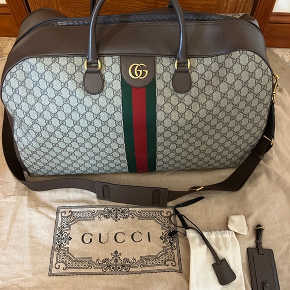 Gucci LARGE Savoy, duffel bag GG supreme brown/tan made in Italy - Picture 6 of 15